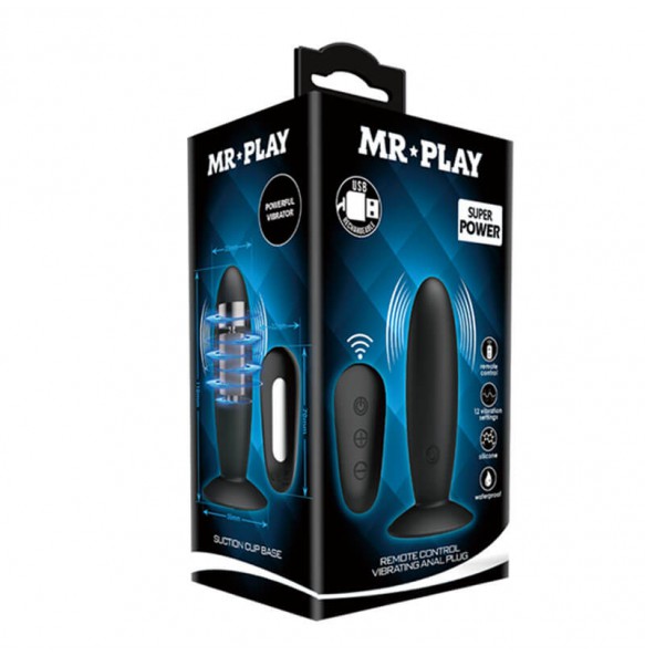MR PLAY - Remote-Controlled Vibrating Anal Plug llll (Chargeable - Black)